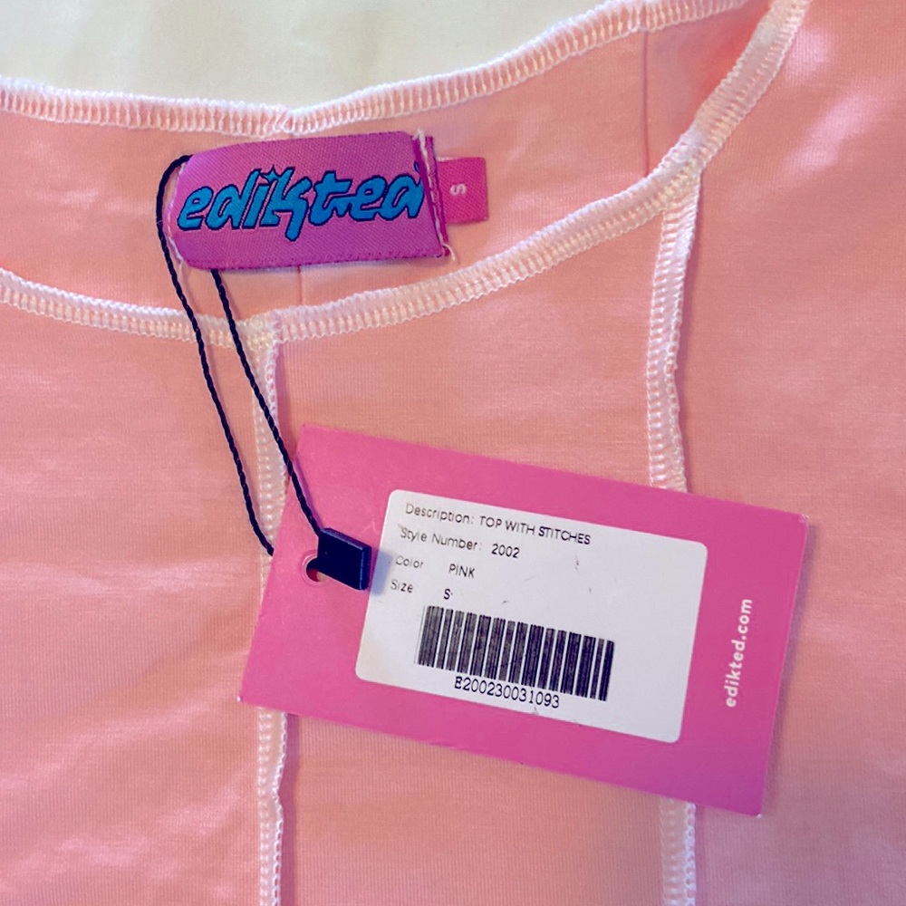 Edikted pink long sleeve crop top small